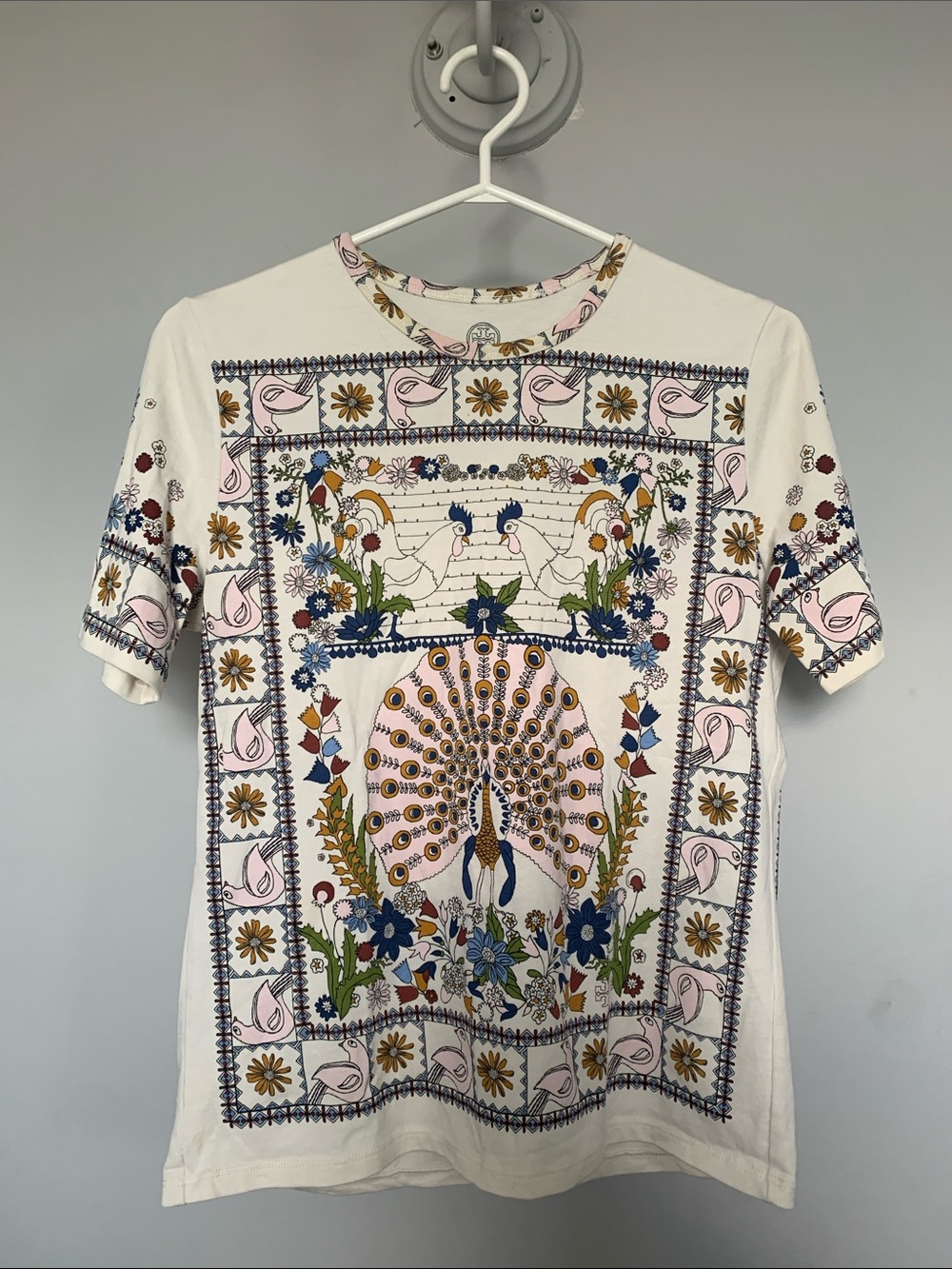 Tory Burch Cream Tee with graphic design
